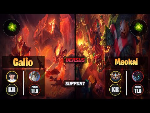 Hoit GALIO (Support) [Aftershock] VS MAOKAI - Challenger KR Patch 11.8