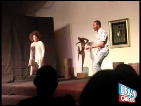 Bimbo Akintola and OC Ukeje perform at Open Mic Theatre