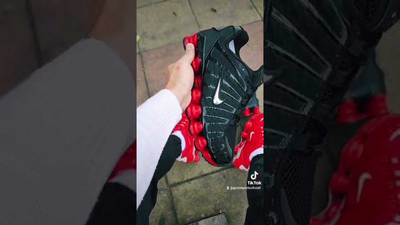 Nike shox 12 molas preto com vermelho
