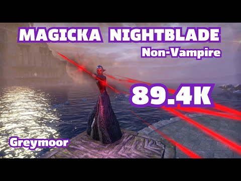 ESO PVE Magicka Nightblade 89.4K Non-Vampire (Greymoor) Build and Rotation in Description