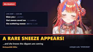 Nekoyashiki Miku Sneezes Live on Midnight Radio and Chat Loses It【NIJISANJI EN】