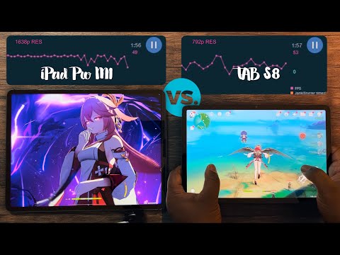 iPad Pro M1 vs Galaxy Tab S8 Genshin Impact FPS & Resolution Test
