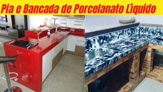 INCRÍVEIS DESIGNERS DE PIA RESINADA - BANCADA DE PIA RESINADA COMO FAZER? PIA DE PORCELANATO LÍQUIDO