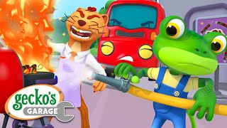 Fire at the Garage | Gecko&#39;s Garage | Trucks For Children | Cartoons For Kids