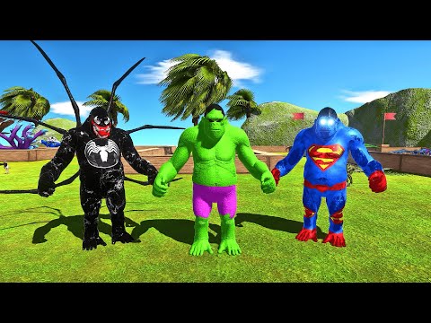 FPS DEATH RUN vs SUPERHEROES with ALL WEAPONS & HP Bar - Animal Revolt Battle Simulator ARBS