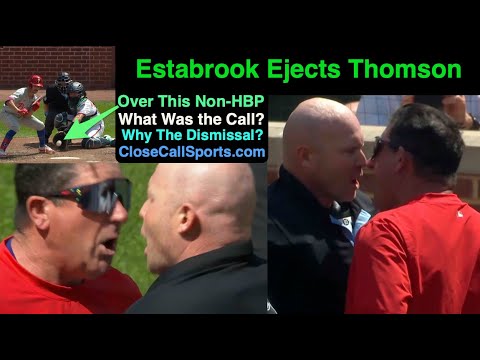E80 - Rob Thomson Ejected After Beaking Mike Estabrook Over Stubbs Non-HBP Call During Bunt Stance