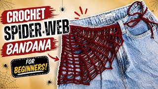 Crochet Spider Web Bandana Tutorial 🕷🕸️ | Easy DIY Bandana for Beginners | Trendy Crochet Project