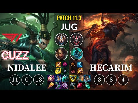 T1 Cuzz Nidalee vs Hecarim Jungle - KR Patch 11.3