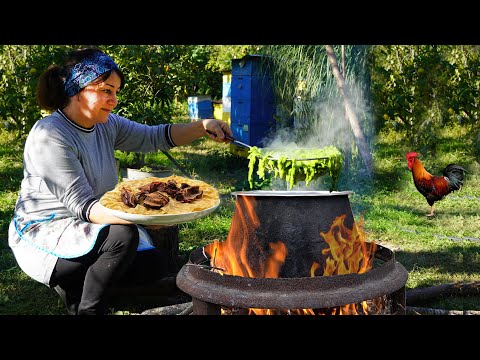 Delicious Homemade Special Azerbaijan Dish Recipe from Dough and Green Beans - How to Bake Cupcake