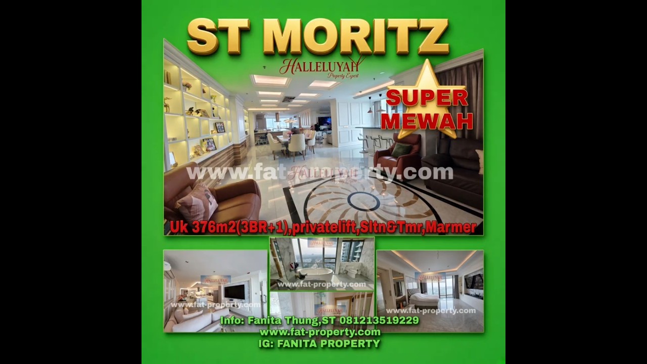 Luxurious! Junior Penthouse! For Sale St Moritz Tower Presidential Apartment, Jl Puri Indah, West Jakarta.