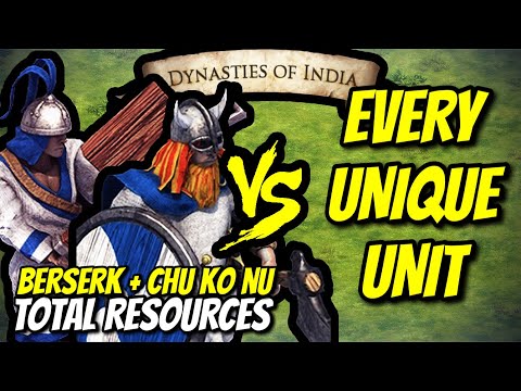BERSERK + CHU KO NU vs EVERY UNIQUE UNIT (Total Resources) | AoE II: DE