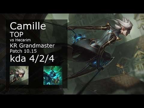 Camille vs Hecarim Top - KR Grandmaster 4/2/4 Patch 10.15 Gameplay // [롤] 카밀 vs 헤카림 탑