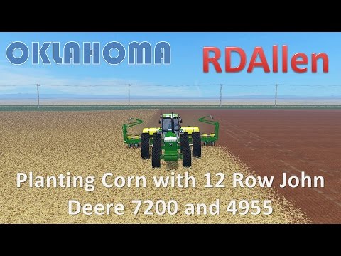 Planting Corn with 12 Row John Deere 7200 and John Deere 4955 on Field 6 High Speed FS 15