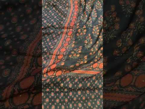 Pure Mul Cotton Hand Block Printed Ajrakh Unstitched Suit Set with Chiffon Dupatta