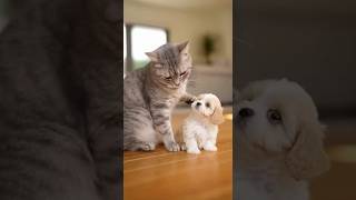 Cat Slaps Puppy… Until Mom Dog Shows Up