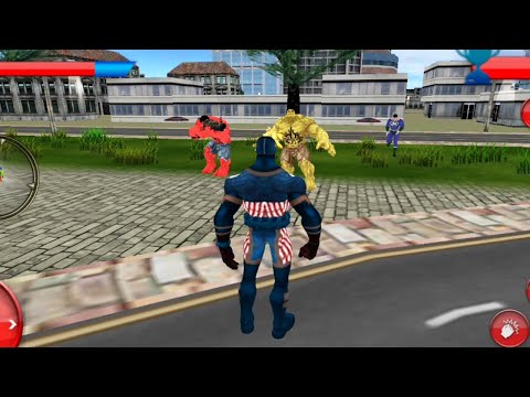 Flying Captain Superhero City Battle | Captain Hero Vs Red Hulk Vs Superman Vs Monster - GamePlay
