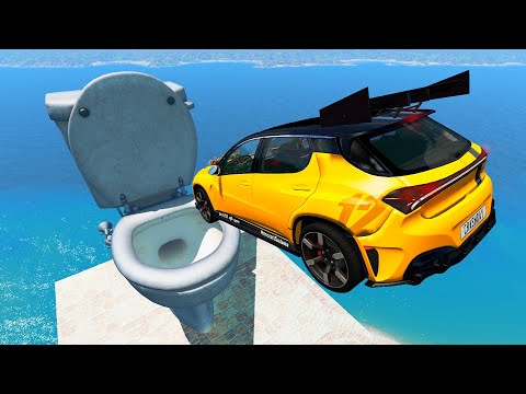 Crazy Car Jumping In Giant Toilet - Beamng Drive