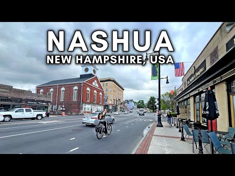 New Hampshire Driving Tour, USA - Downtown Nashua -4K
