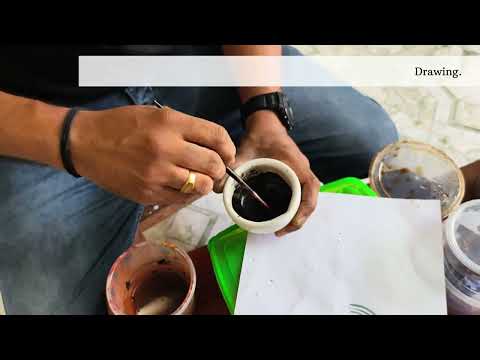 Drawing with black pigment preview