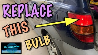 How to replace brake light & running bulb Pontiac Vibe Toyota Matrix 2003 2004 2005 2006 2007 2008