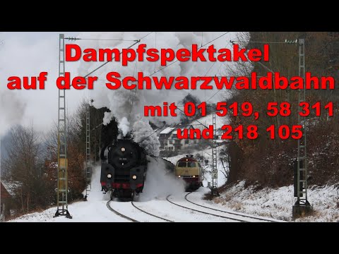 Dampfspektakel auf der Schwarzwaldbahn mit 01 519 und 58 311 am 07.01.2017