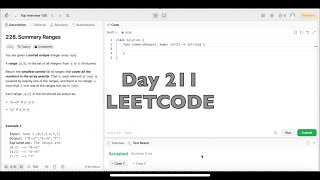 YouTube video 'DAY 211: LeetCode Problem 228.  Summary Ranges - Swift'