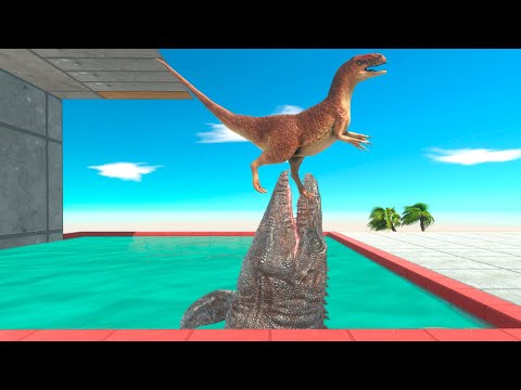 Jump Over The Mosasaurus Pool - Animal Revolt Battle Simulator