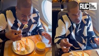 Busta Rhymes Body Keeps Going Into Shock While Eating Crab Legs On Private Jet