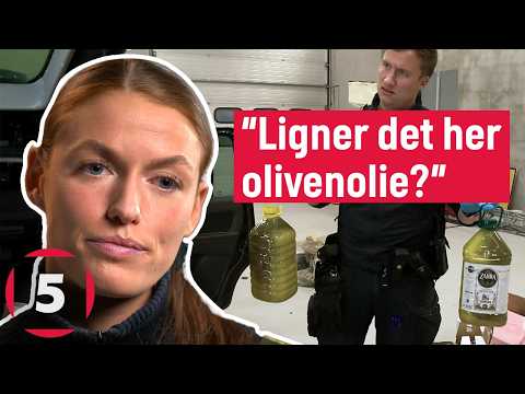 Grænsepolitiet finder stoffer skjult i olivenolie?! | Grænsepolitiet | Kanal 5 Danmark