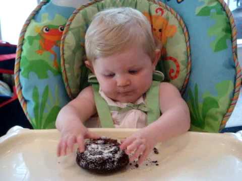 Marin's first bites of cake - 1st birthday