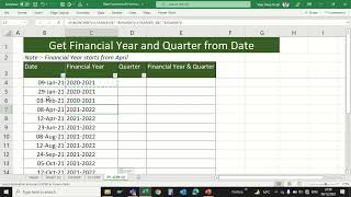 Get Financial Year and Quarter from Date in MS Excel with formula.