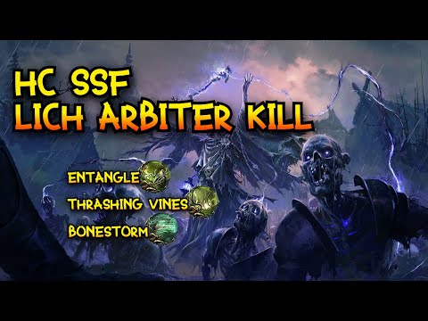 Path of Exile 2 HC SSF Arbiter of Ash Lich Entangle/Thrashing Vine/Bonestorm