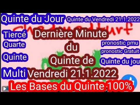 Dernière Minute du Quinte de Vendredi 21.1.2022 Prix Charles Gastaud à Cagnes-sur-Mer. Plat 1500M.
