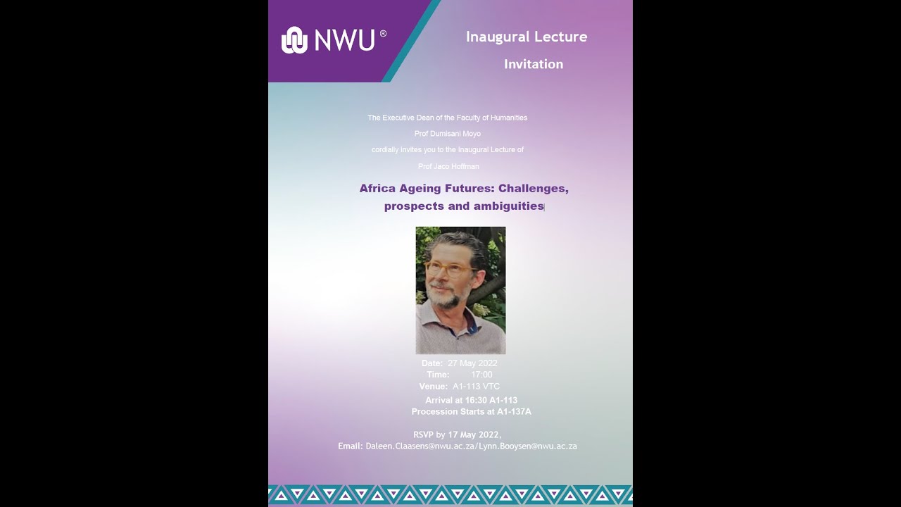 Inaugural Lecture of Prof Jaco Hoffman