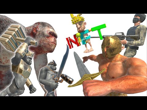 PRIMATES VS HUMANS (MODERN AND ANCIENTS) - Animal Revolt Battle Simulator