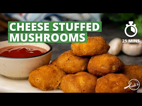 Cheese Stuffed Mushrooms Recipe | Cheesy Mushrooms | How to make Stuffed Mushrooms | Cookd