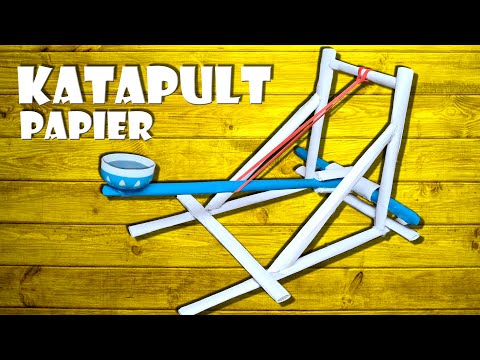 Katapult selber bauen aus Papier Spielzeug selber basteln - paper catapult DIY craft [4K]