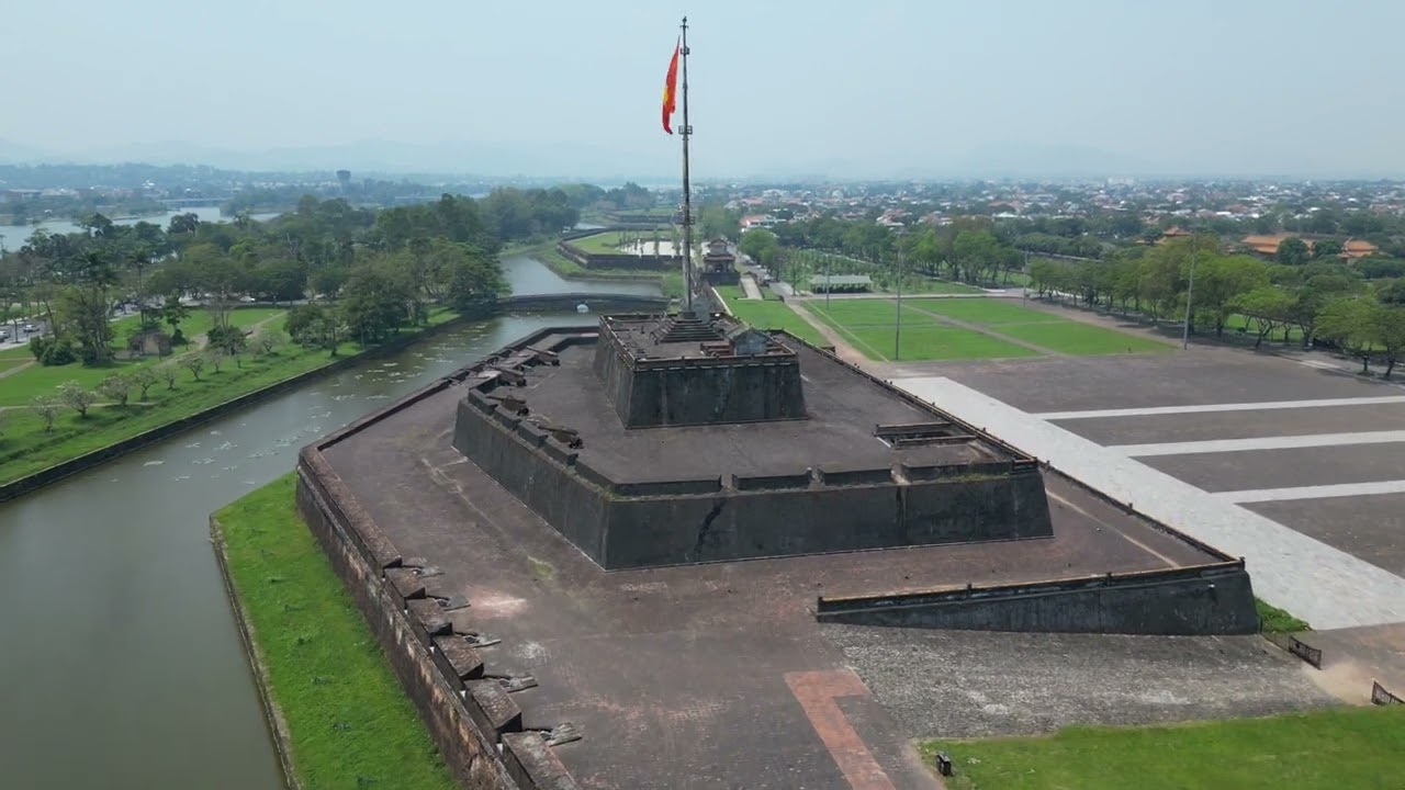 Discover the captivating aerial panorama of Hue Flag Tower.