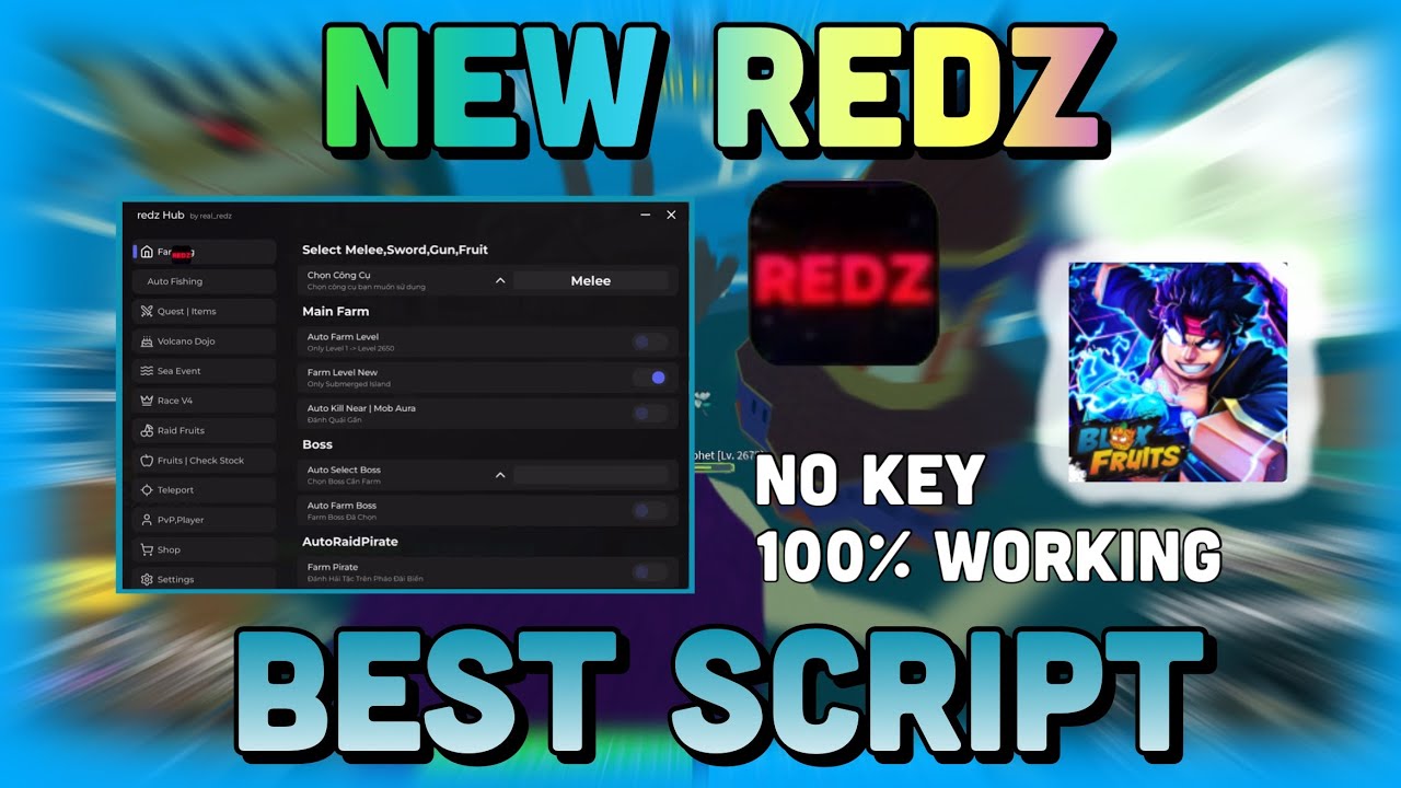[Blox Fruits]Redz Script is Back No key and 100% Working