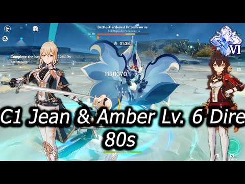 Duo C1 Jean Amber Lv.6 Dire 80s 6.2 Luna 3 Stygian Onslaught Mode  Genshin Impact