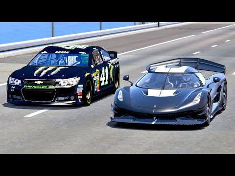 Koenigsegg Jesko vs Nascar with Jet Engine - Drag Race 20 KM
