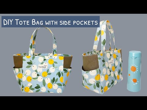 How to sew a tote bag with side pockets | diy tote bag | diy tote lunch bag |diy lunch bag tutorial