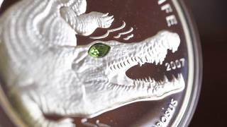 Palau crocodile Swarovski coin