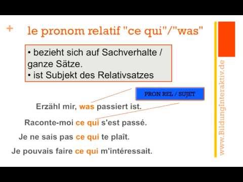 les pronoms relatifs: ce qui / ce que (Teil 2)