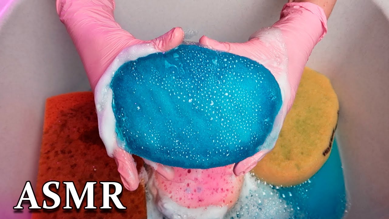 ASMR Blue Suds Sponge Squeezing 🩵✨ New Sponges & New Microphone