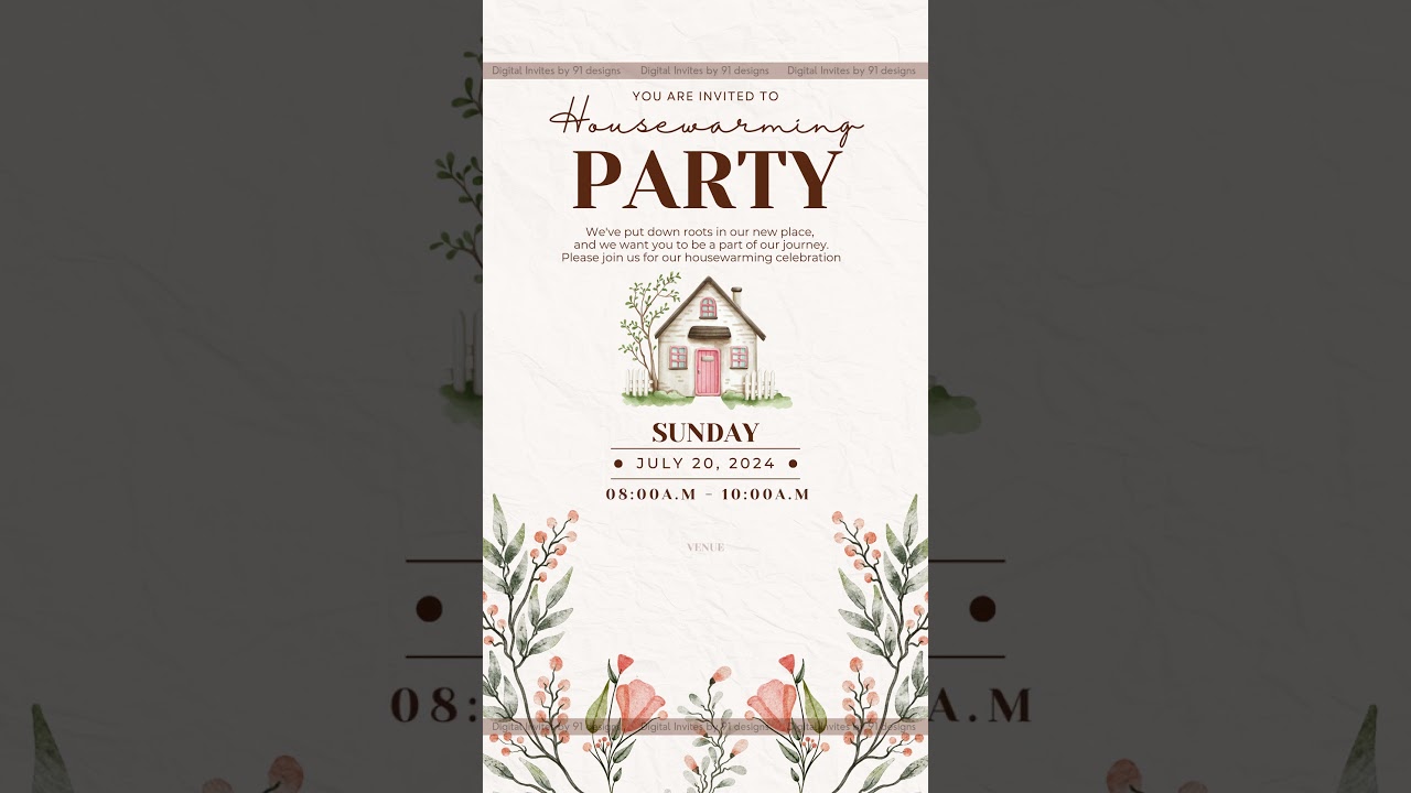 Warm Floral Housewarming Ceremony Card