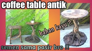 Membuat meja dari semen bentuk batang pohon