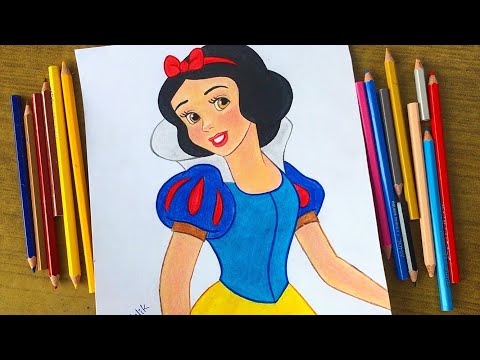 Snow white princess drawing disney princess pencil color drawing