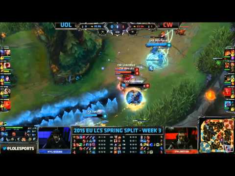 UOL Countergank Bot 4 for 1 Teamfight - UOL vs CW Game 1 (EU LCS Spring 2015)