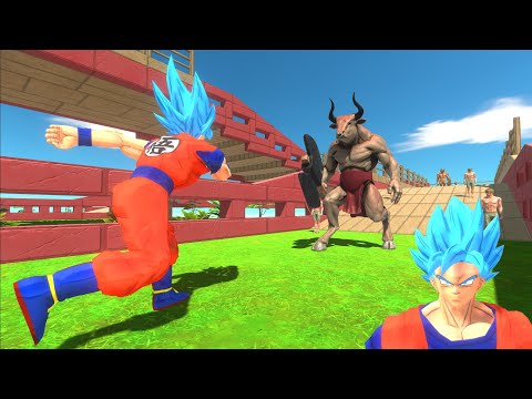 Goku 1000 health on a challenging path - Animal Revolt Battle Simulator